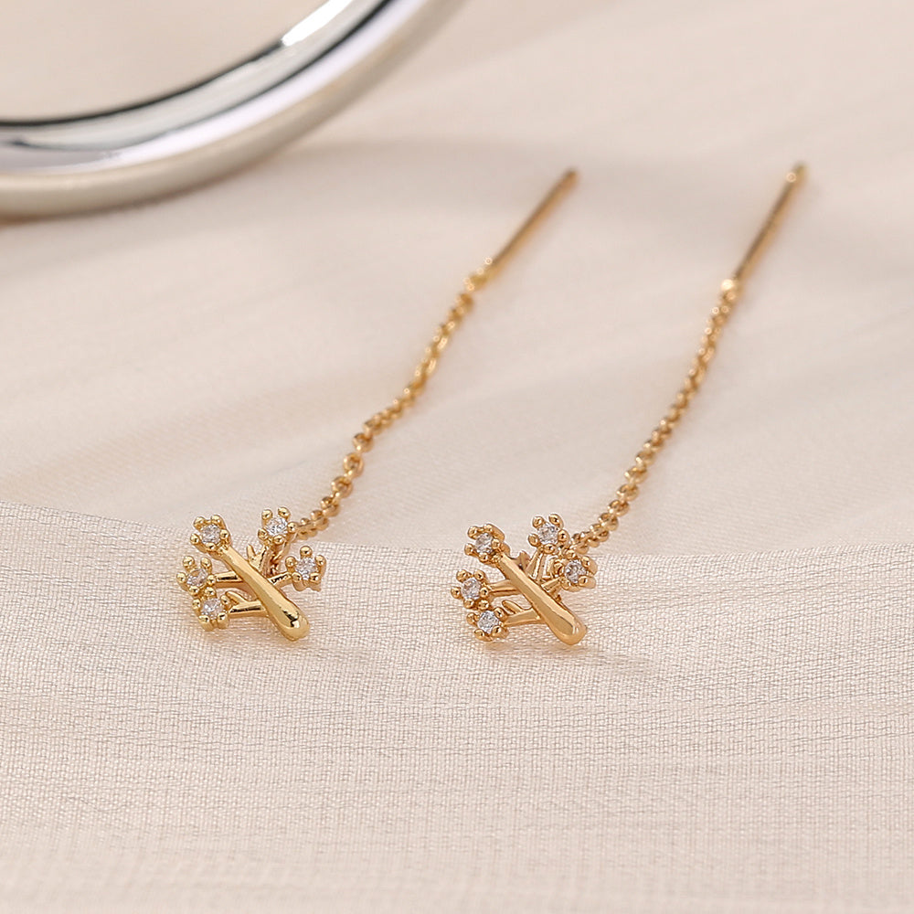 Woman Zircon Tassel Tree Earrings