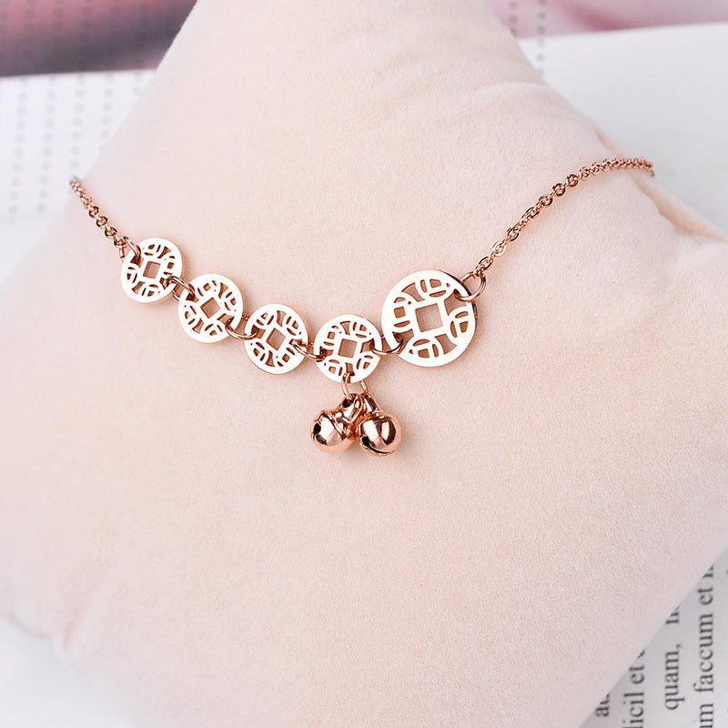 Rose-Gold Boho Bell Coin Anklet.