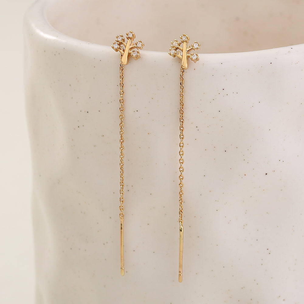 Woman Zircon Tassel Tree Earrings