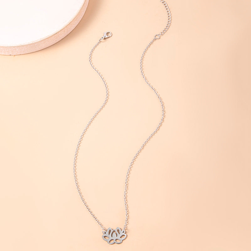 Zen Buddhist Lotus Stainless Steel Pendant Necklaces