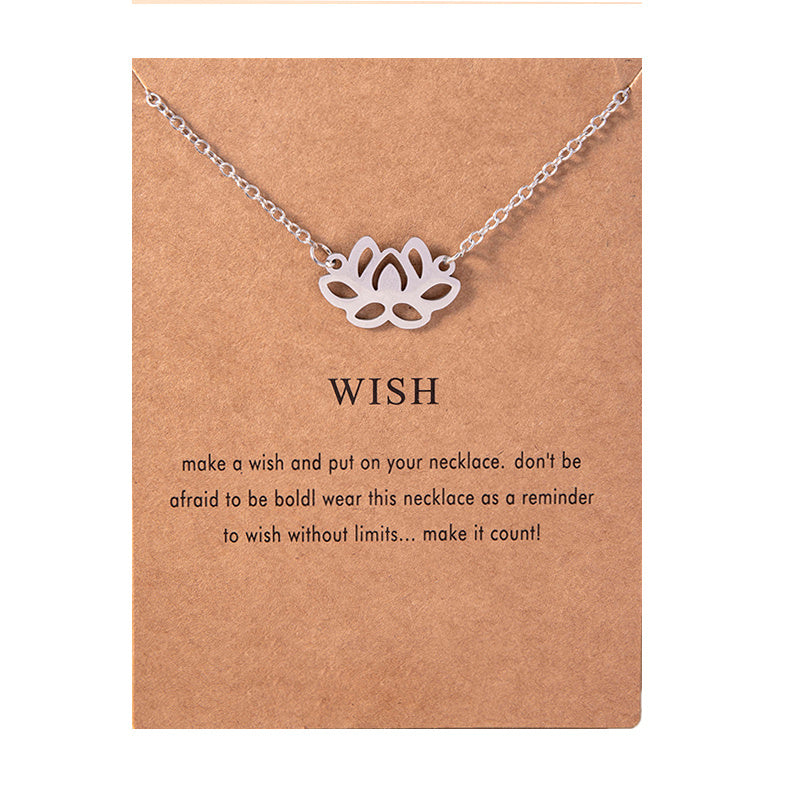Zen Buddhist Lotus Stainless Steel Pendant Necklaces