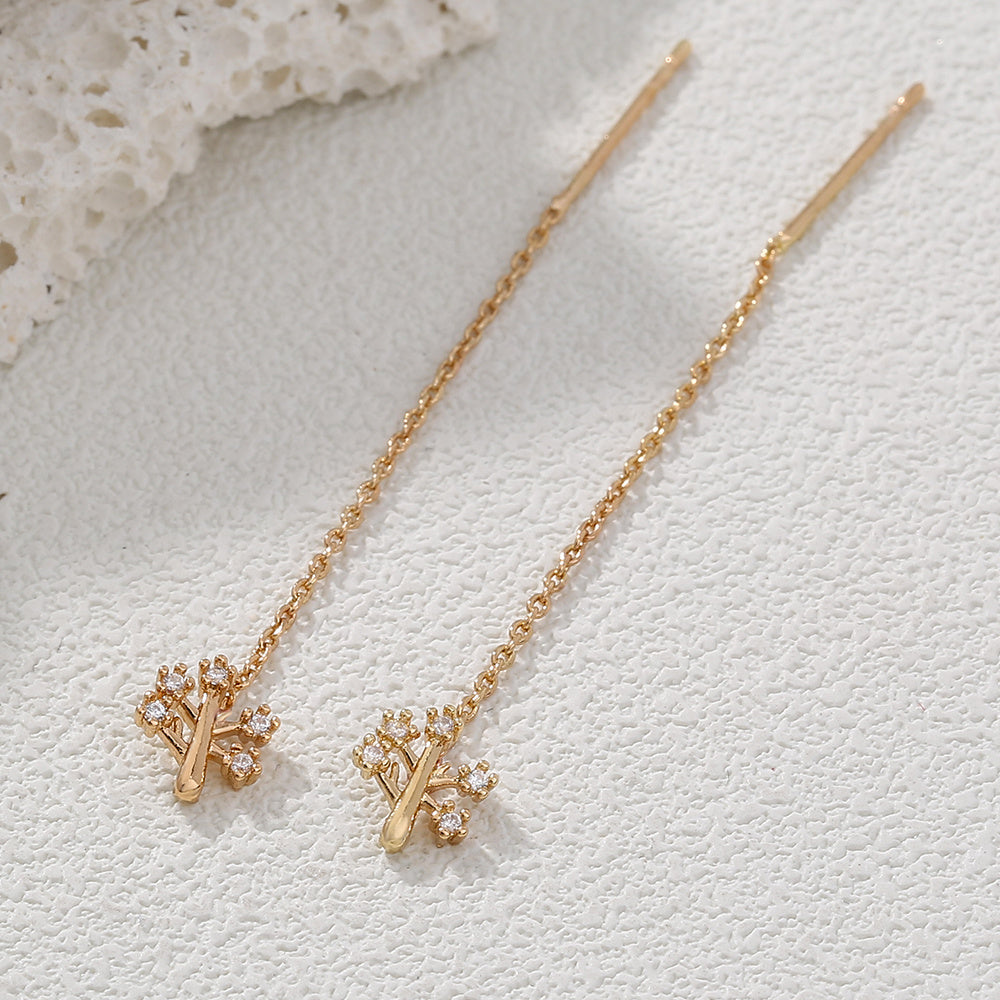 Woman Zircon Tassel Tree Earrings