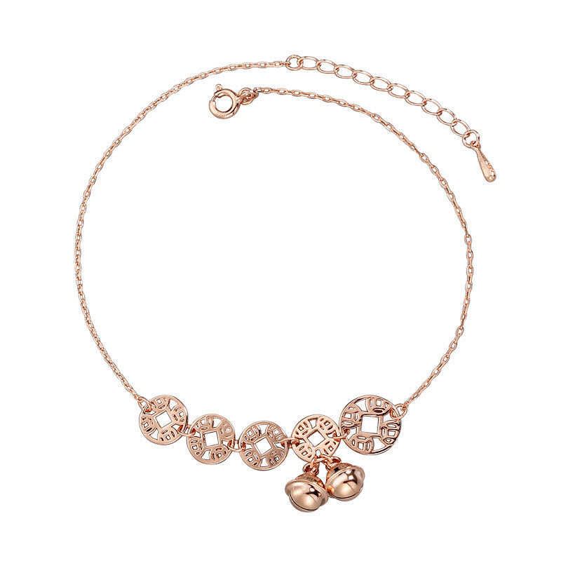 Rose-Gold Boho Bell Coin Anklet.