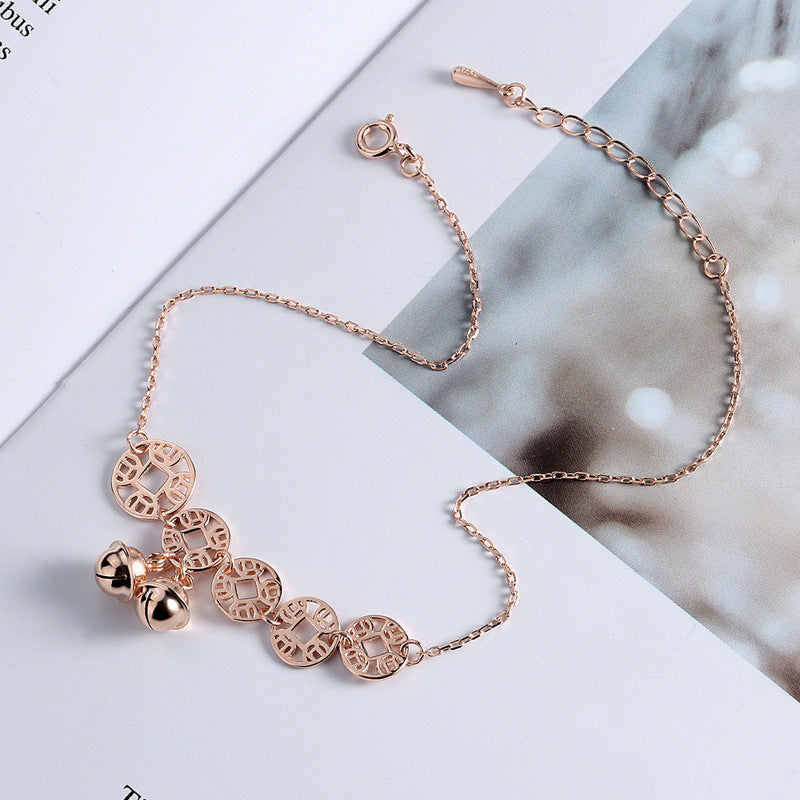 Rose-Gold Boho Bell Coin Anklet.