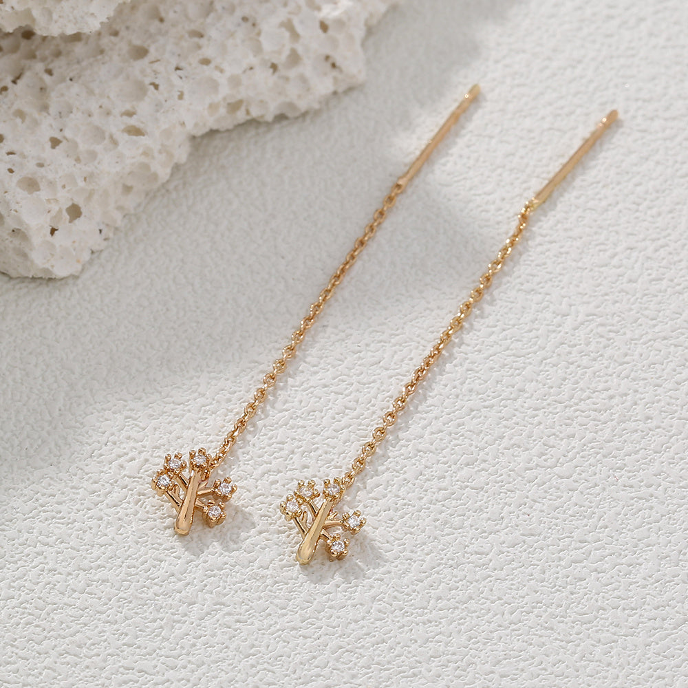 Woman Zircon Tassel Tree Earrings