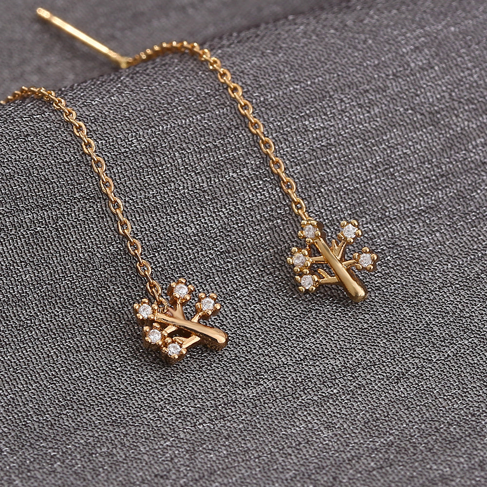 Woman Zircon Tassel Tree Earrings