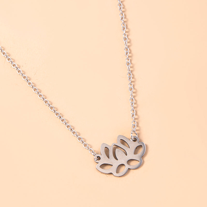 Zen Buddhist Lotus Stainless Steel Pendant Necklaces