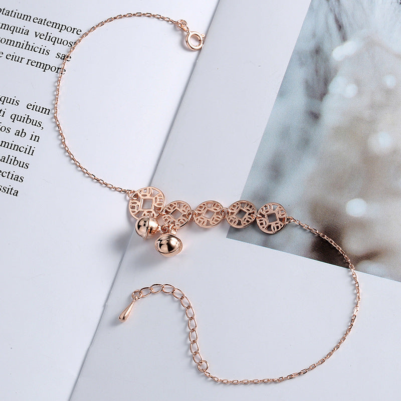 Rose-Gold Boho Bell Coin Anklet.