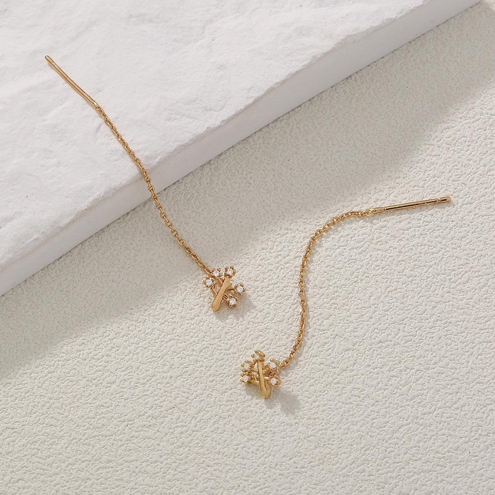 Woman Zircon Tassel Tree Earrings