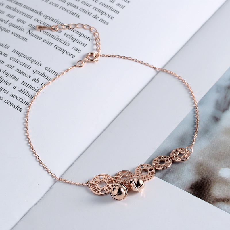 Rose-Gold Boho Bell Coin Anklet.