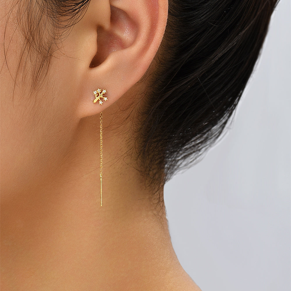 Woman Zircon Tassel Tree Earrings