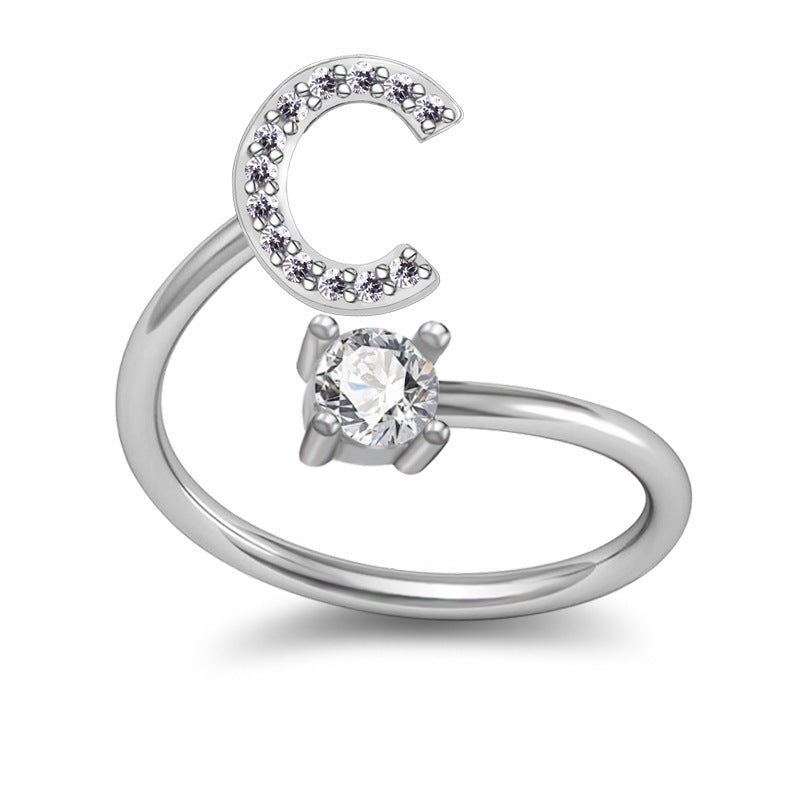A-Z Letter English Rings Jewelry