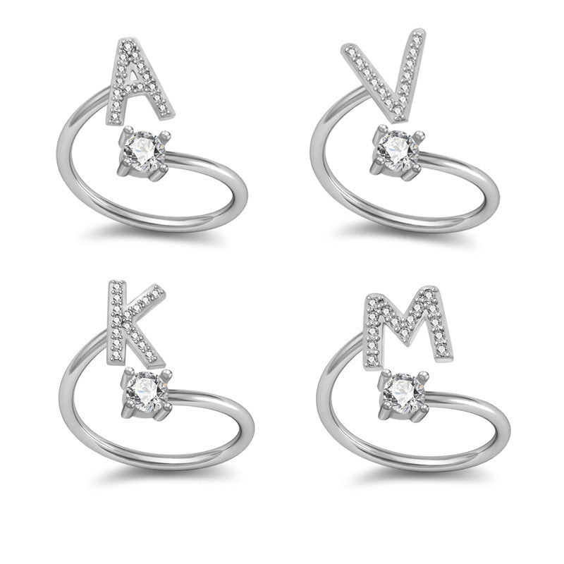 A-Z Letter English Rings Jewelry