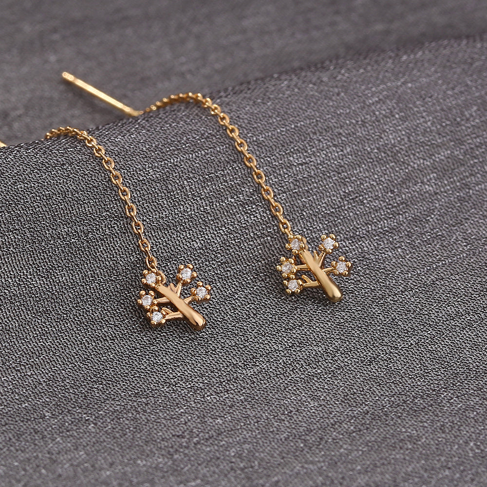 Woman Zircon Tassel Tree Earrings