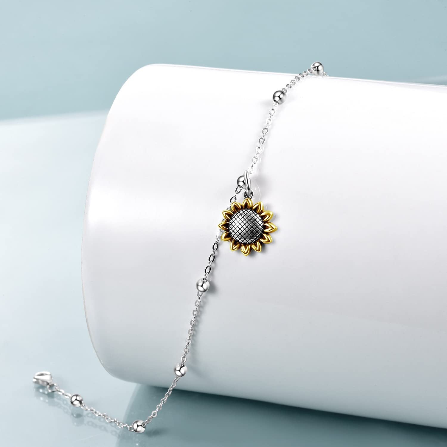 Beads Anklet Sterling Silver Sunflower